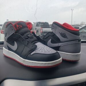 Jordan Black and Gray Sneakers with Red Accents